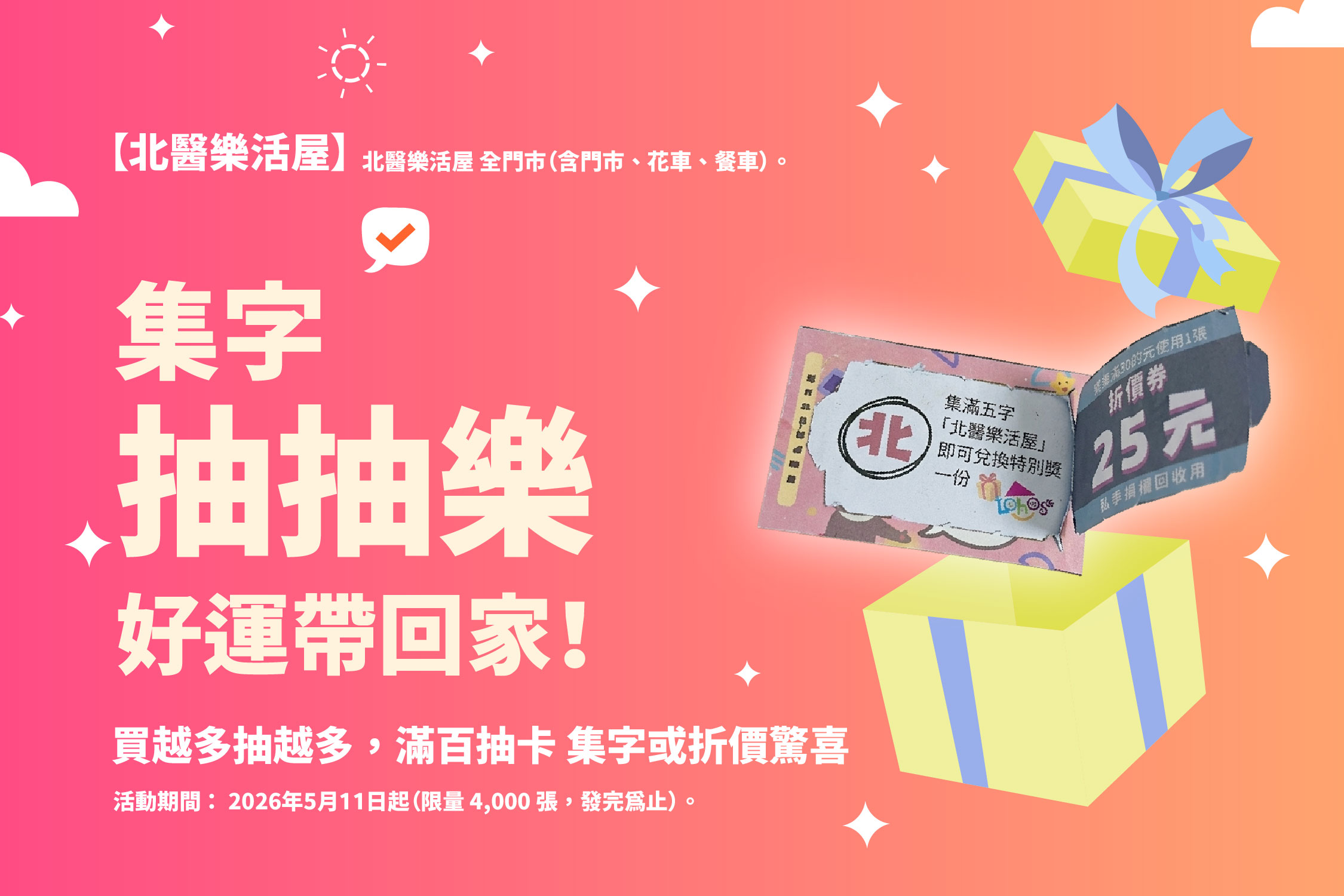 🔥【北醫樂活屋】集字抽抽樂｜把好運帶回家！