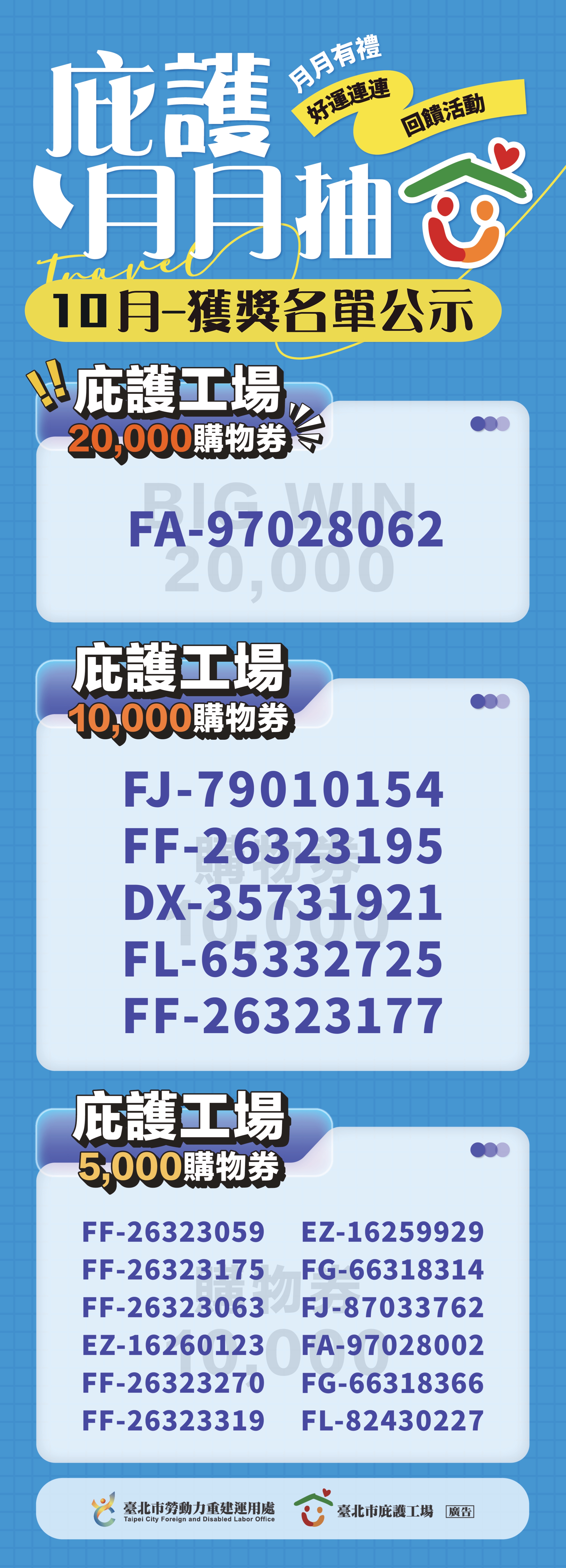 10月份回饋活動獲獎名單