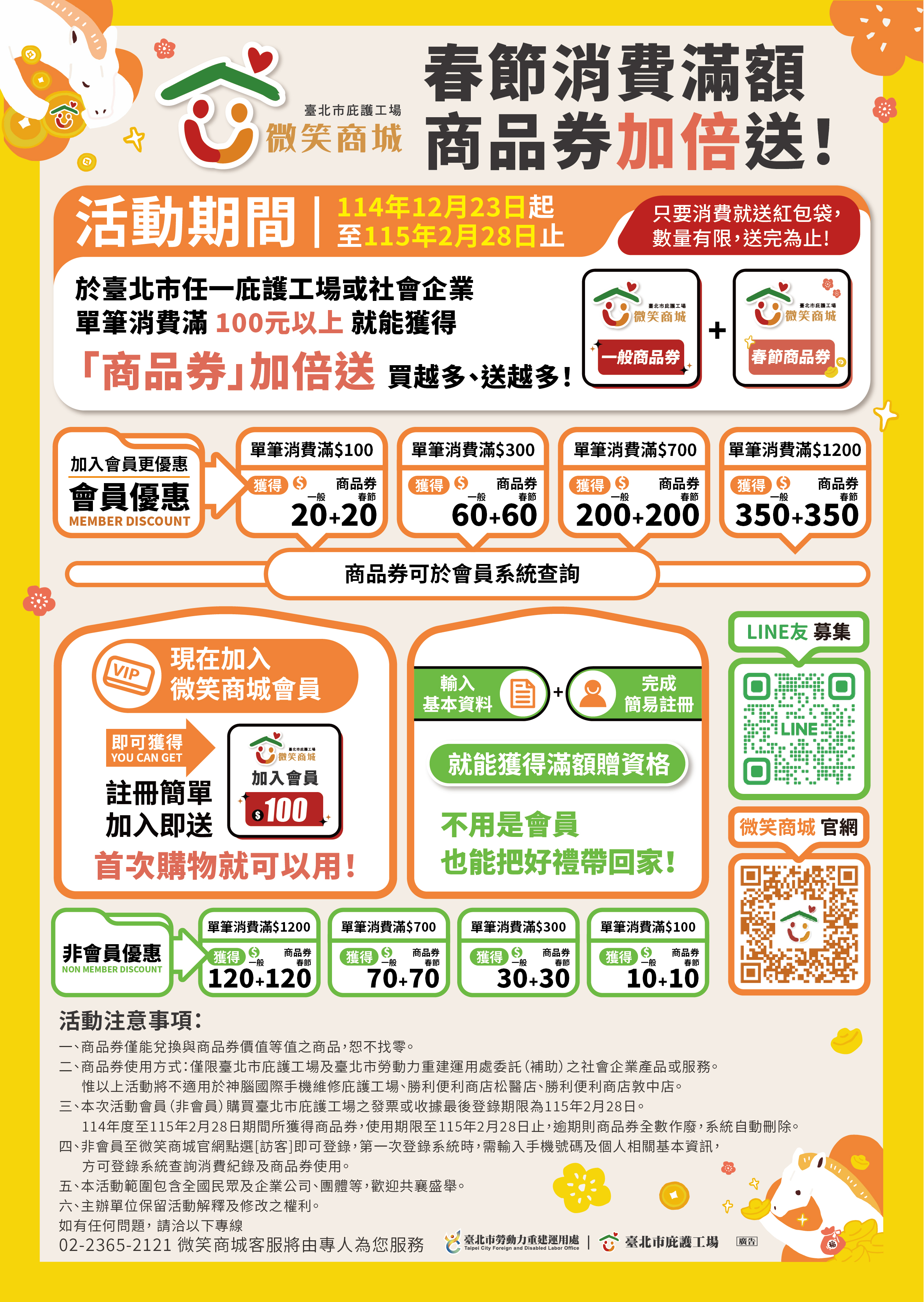 春節消費滿額 商品券加倍送 支持臺北庇護職人，把溫暖帶回家