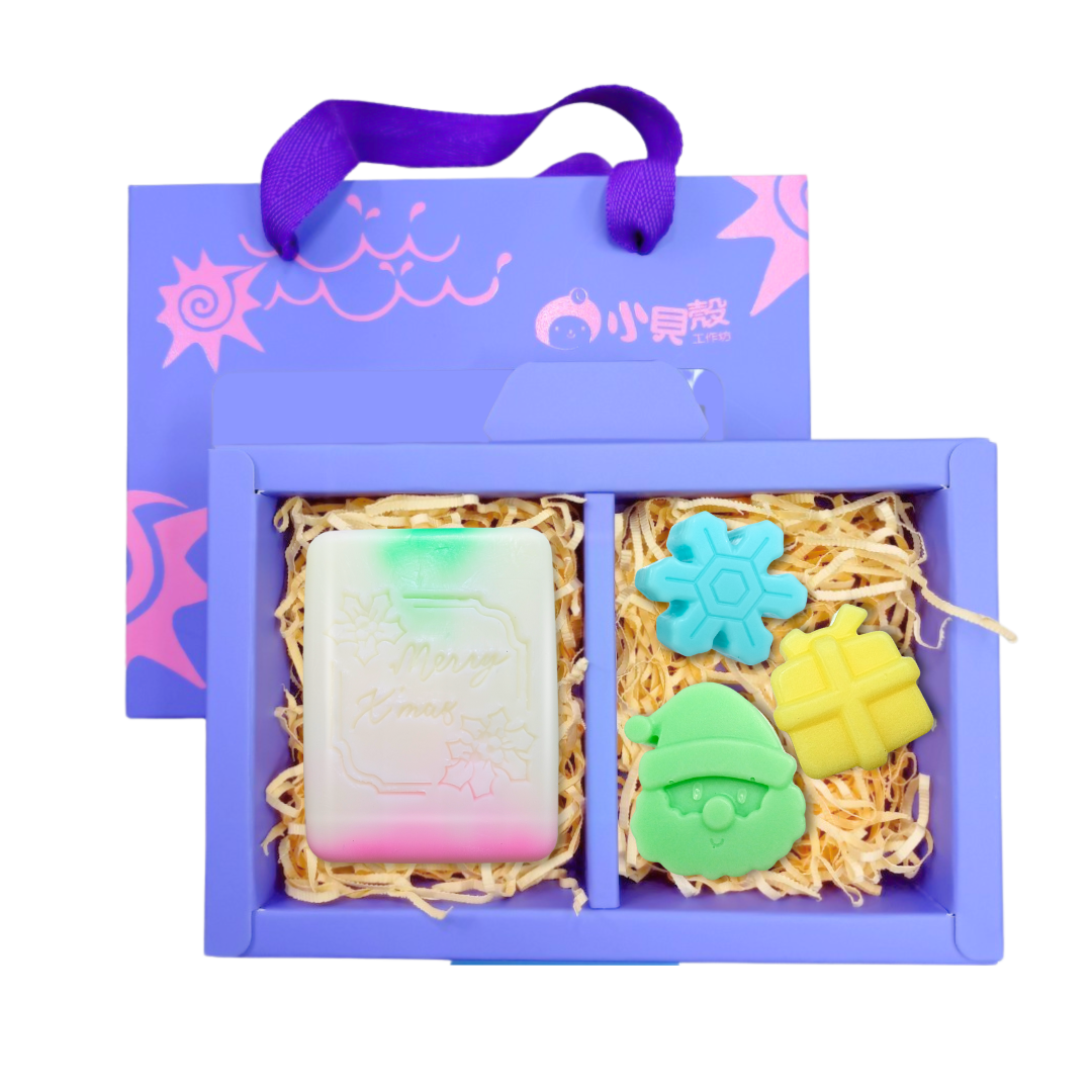 臺北市自閉症家長協會附設小貝殼工作坊 繽紛耶誕皂手作禮盒｜四入組